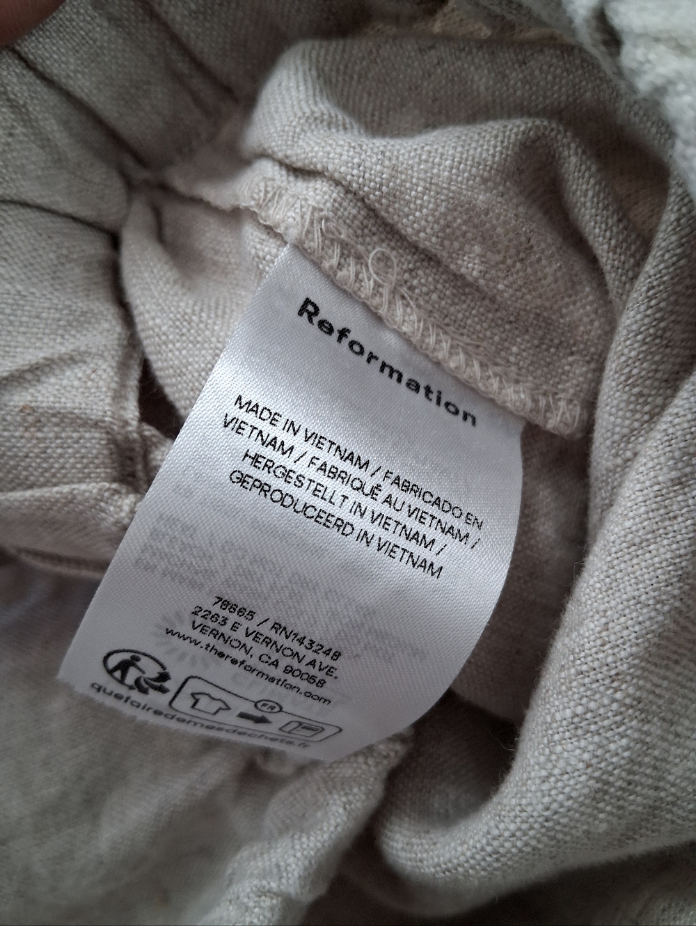 Reformation Olina Linen Pant In Oatmeal - Picture 8 of 16
